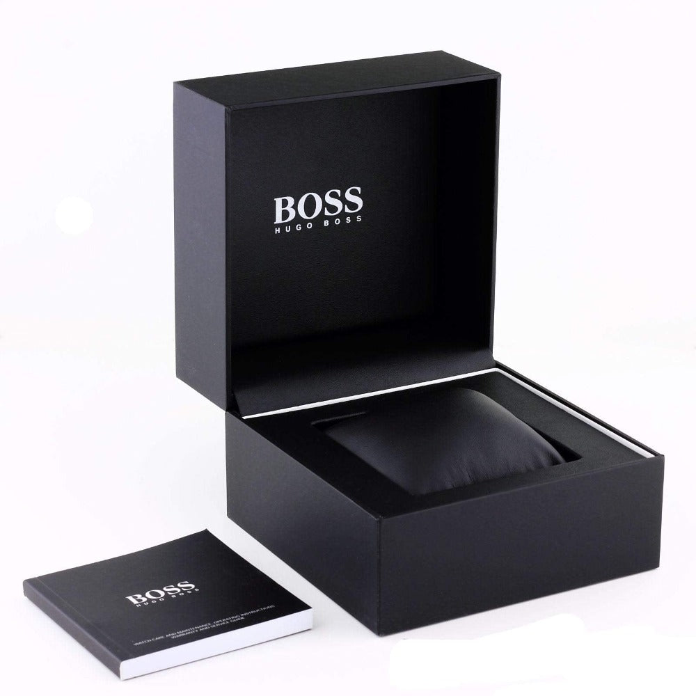 Hugo Boss 1513729 Men's 42mm Black Leather Band Steel Case Quartz Analog Watch