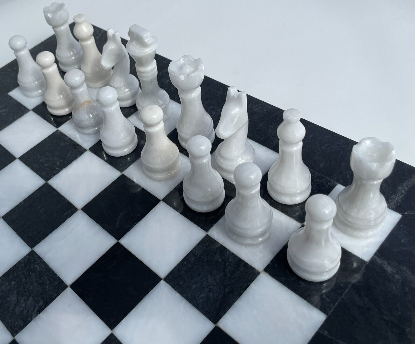 JT Handmade Black and White Marble Chess Game Set