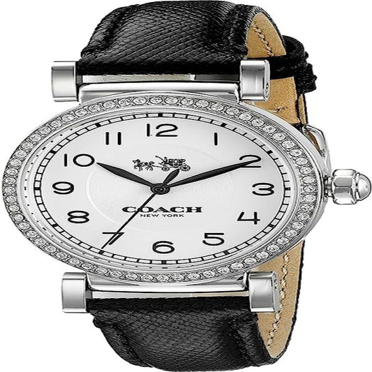 COACH 14502399 Women's Madison Fashion 36mm Leather Watch White/Black Watch