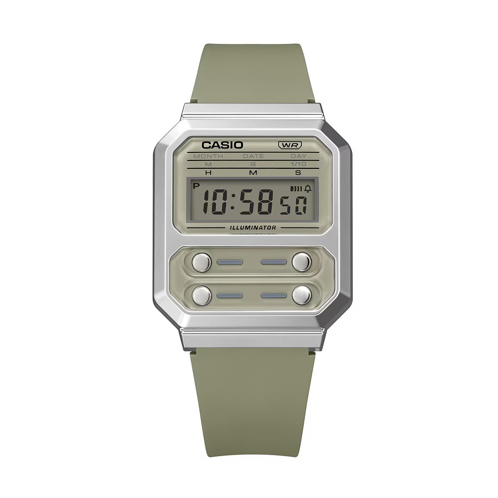 Casio A100WEF-3A Green Dial Unisex Wrist Watch