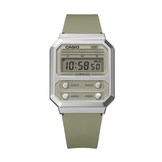 Casio A100WEF-3A Green Dial Unisex Wrist Watch