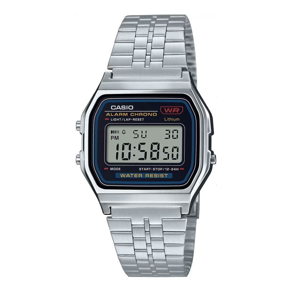 Casio A159WA-N1 Vintage Retro Silver Stainless Steel Digital Watch