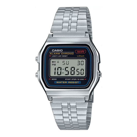 Casio A159WA-N1 Vintage Retro Silver Stainless Steel Digital Watch