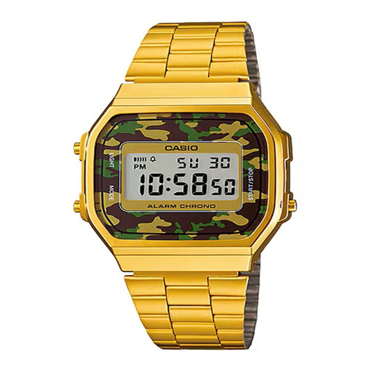 Casio A168WEGC-3 Men's Gold Stainless Steel Camouflage Watch