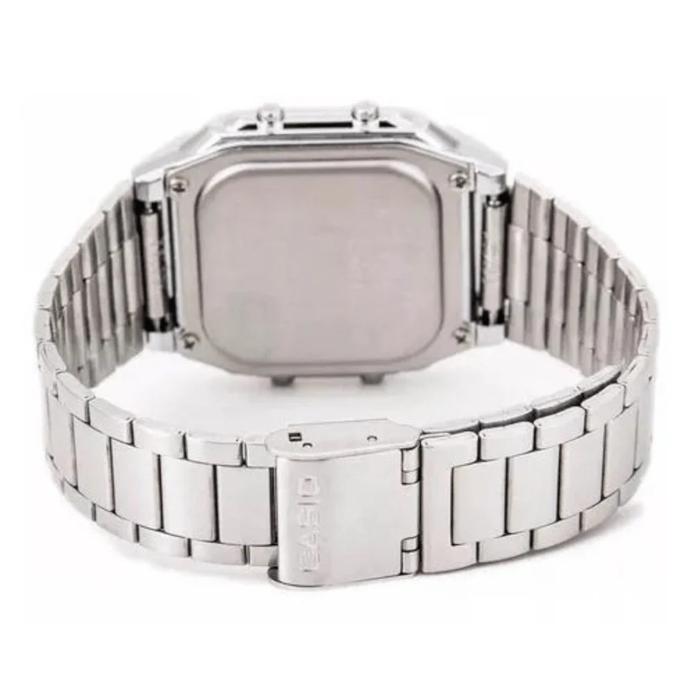 Casio A178W-1A Men's Vintage Silver Tone Band Alarm Chronograph Digital Watch
