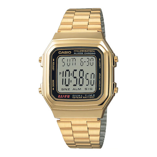Casio A178WGA-1 Digital Water Resistant Gold Tone Stainless Steel Watch