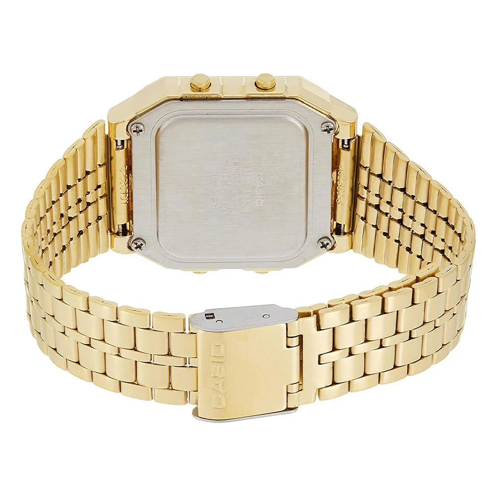 Casio A500WGA-9D Men's Vintage Collection Gold Tone Alarm Chronograph World Time Digital Watch