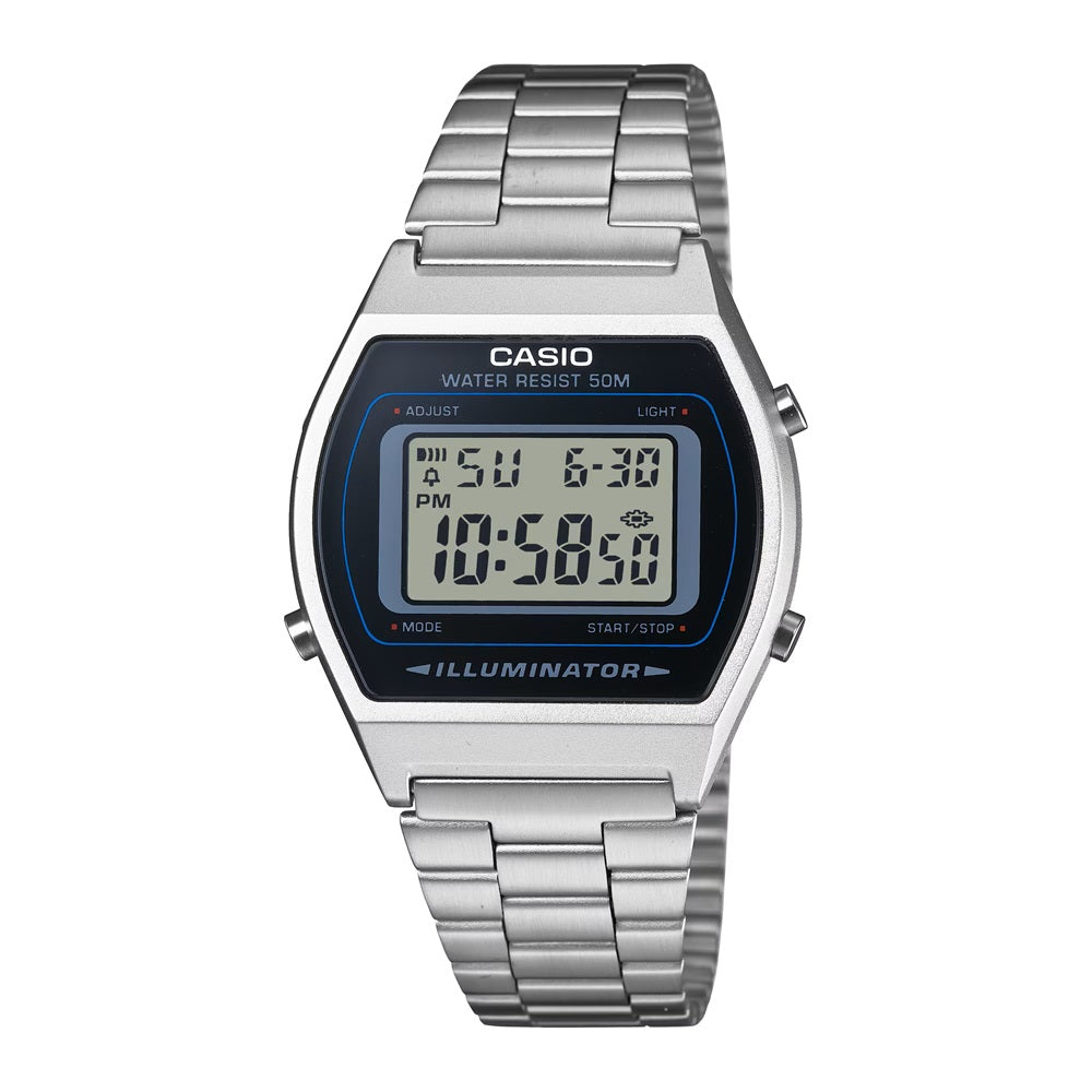 Casio B640WD-1A Black/Silver Unisex Adult Digital Stainless Steel Strap Watch