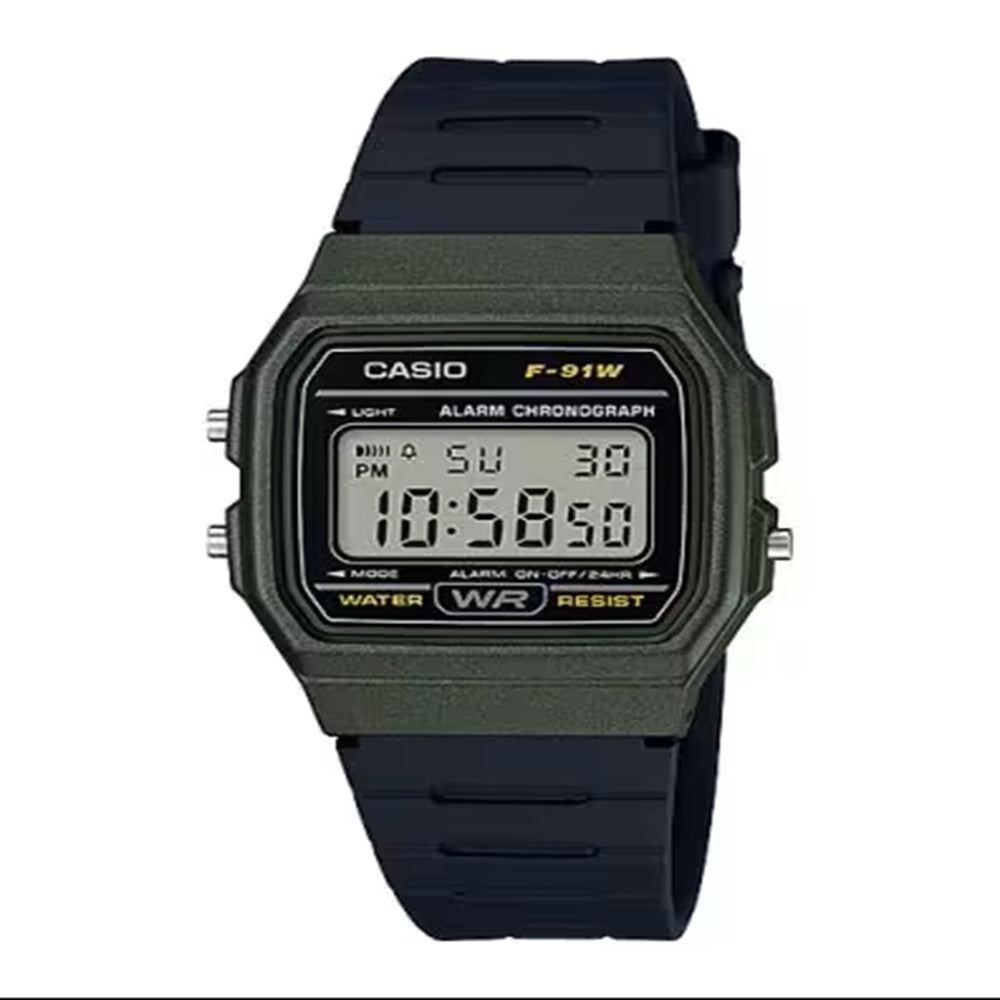 Casio F91WM-3A Green and Black Classic Digital Watch