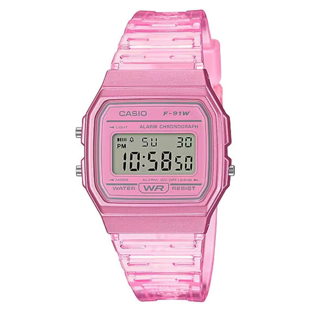 Casio F91WS-4 Unisex Pink Digital Jelly Watch