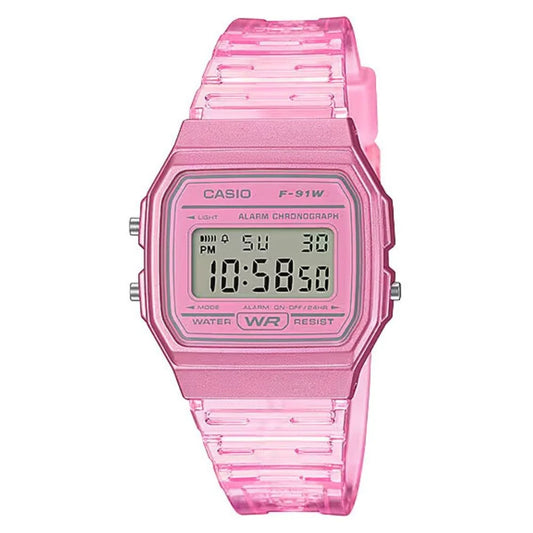 Casio F91WS-4 Unisex Pink Digital Jelly Watch