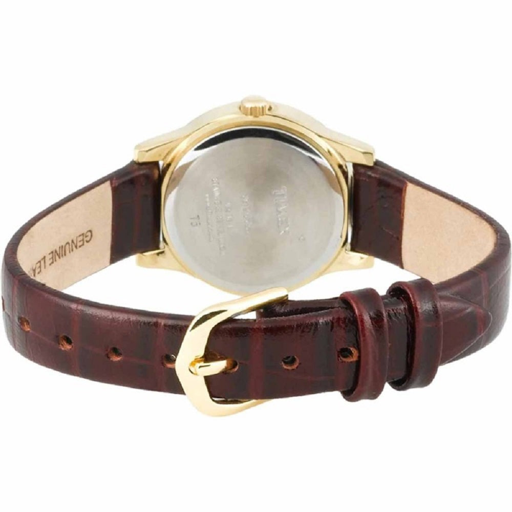 Timex T21693 Women's Main Street Mother Of Pearl Dial 25mm Leather Band Watch