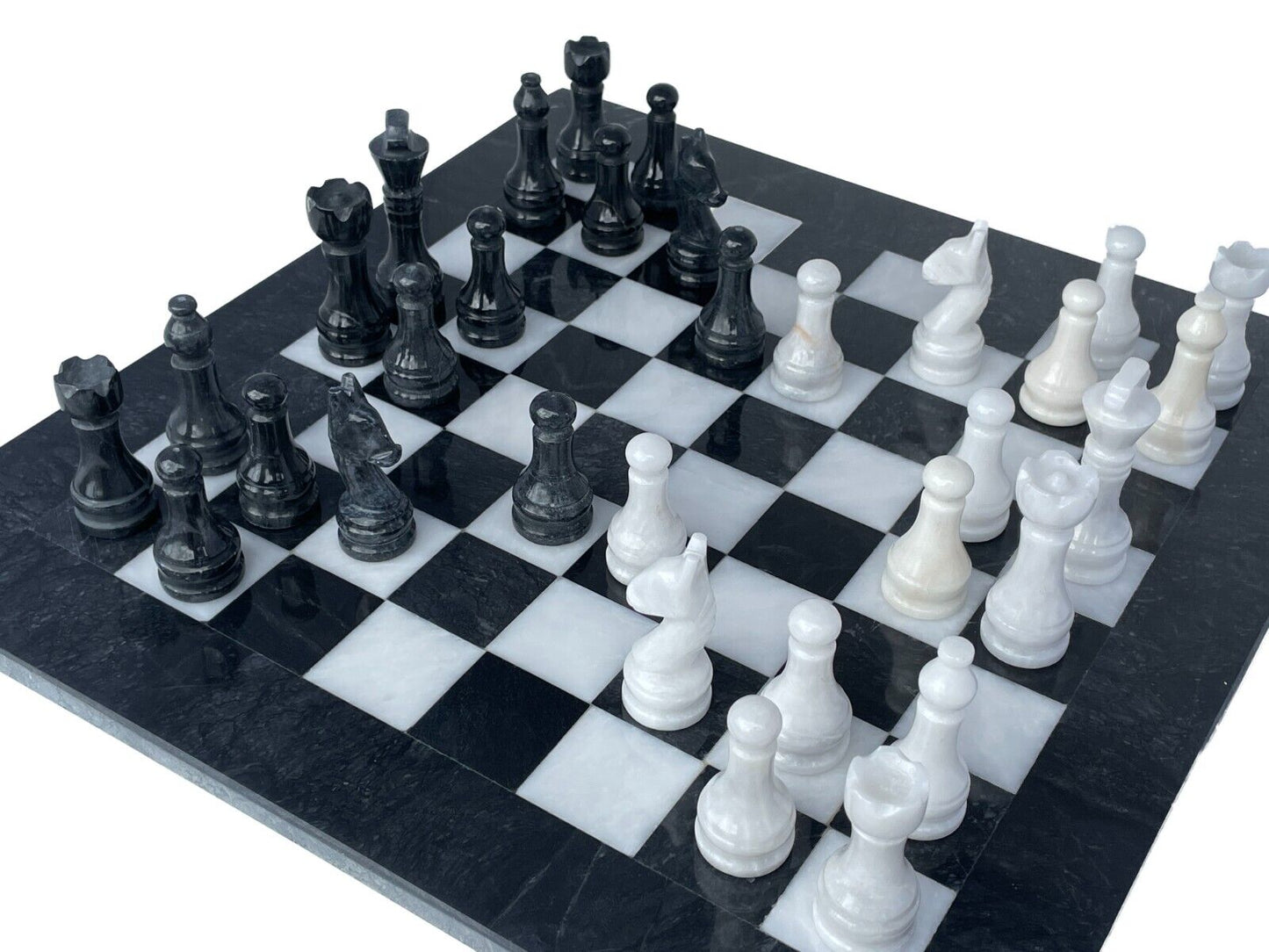 JT Handmade Black and White Marble Chess Game Set