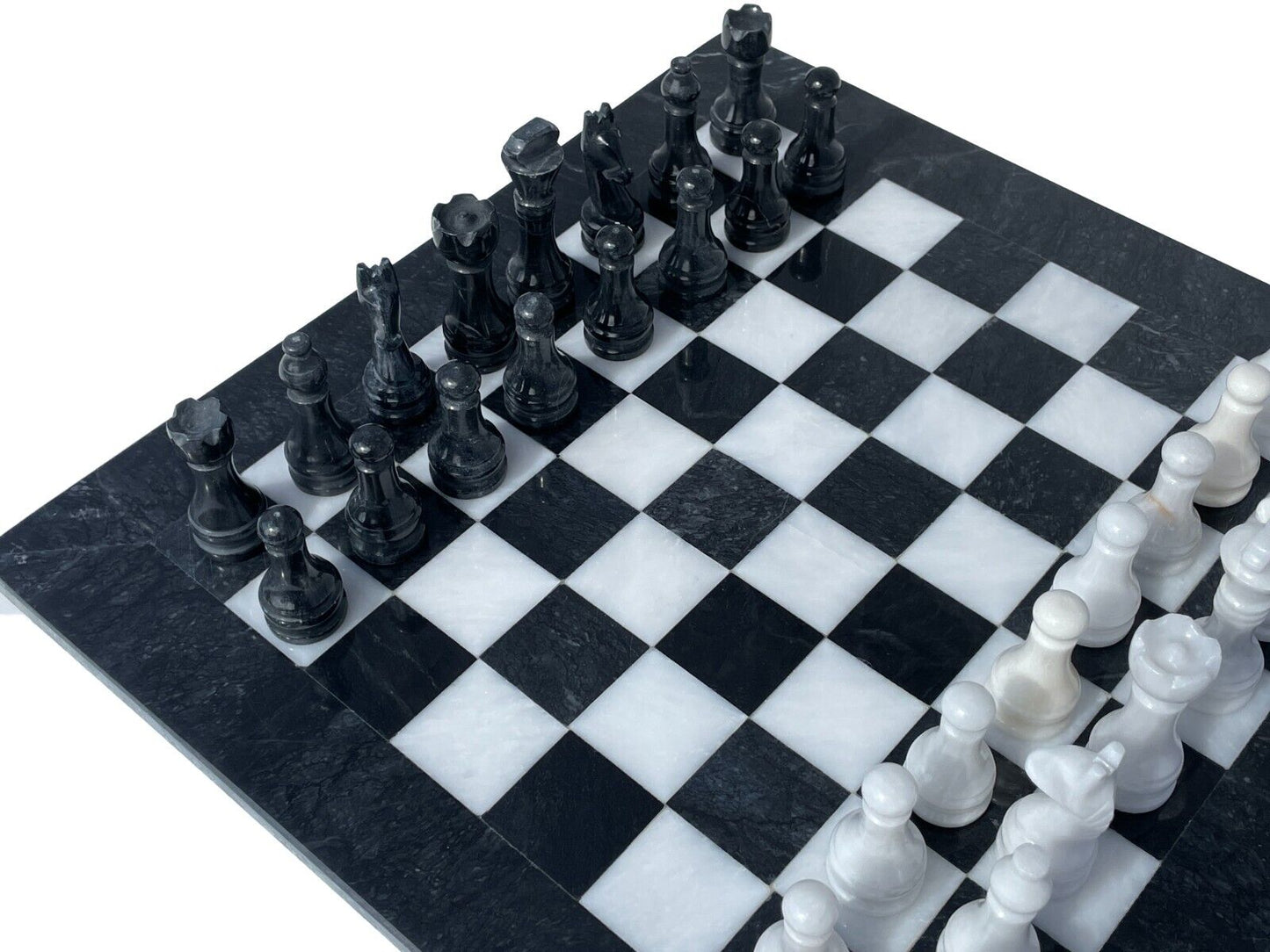JT Handmade Black and White Marble Chess Game Set