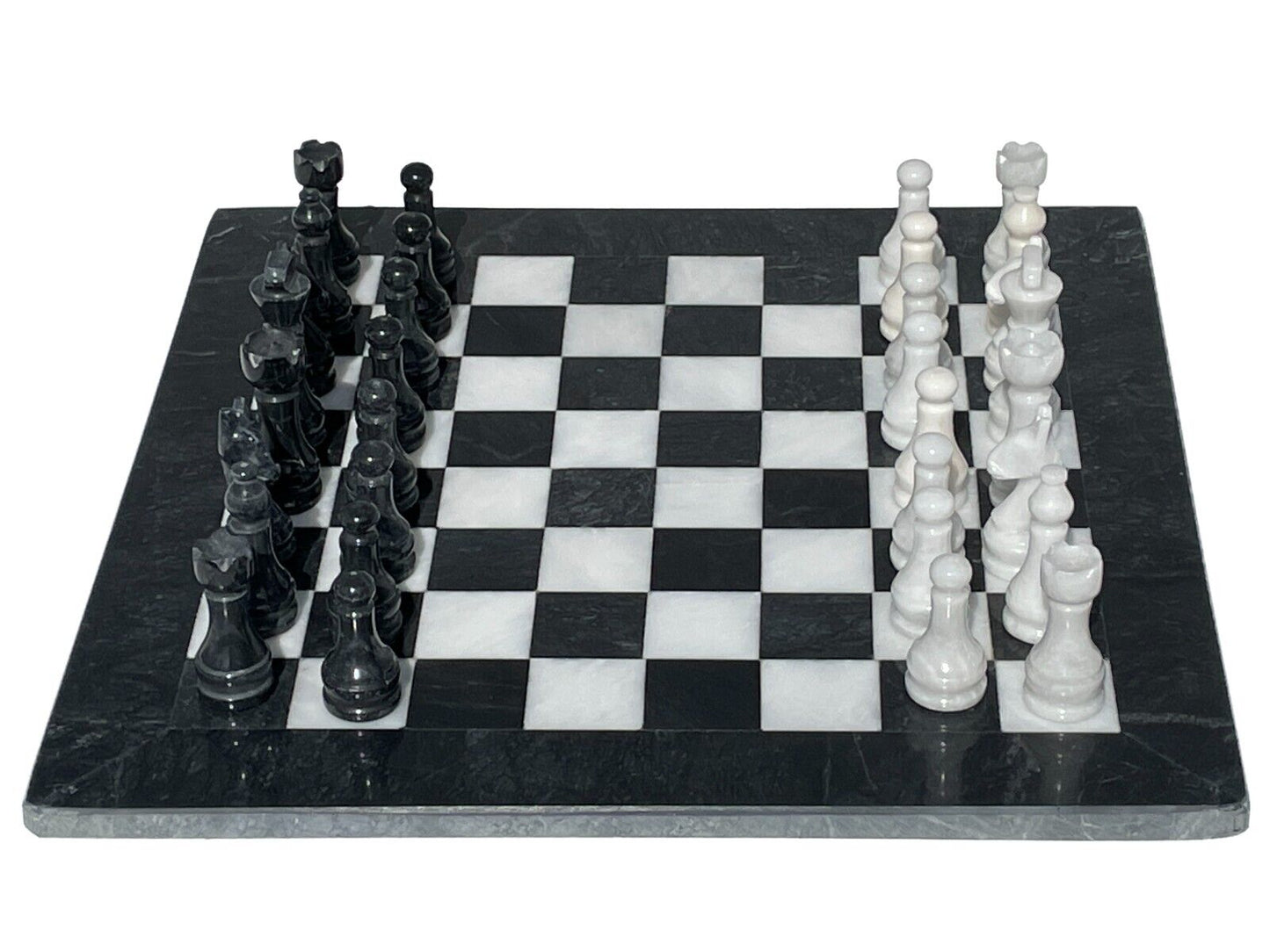 JT Handmade Black and White Marble Chess Game Set