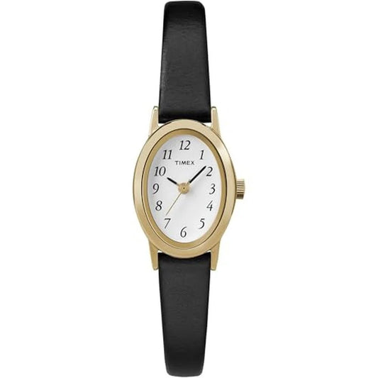 Timex T21912 Women's Cavatina Black Leather Strap Watch